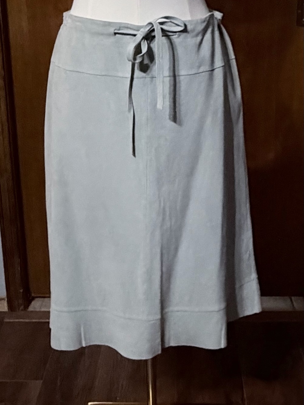 Pale Seafoam Sage Green Vintage Abercrombie Genuine Suede A-Line Skirt 6